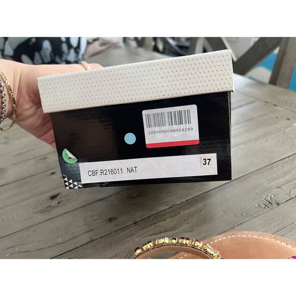 CB FUSION Nat Multi Jewel Embellished Toe Strap Snake Sandals Size 37 7 - Picture 6 of 6